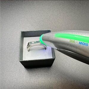 Men's Silver Band with Blue diamond Accents